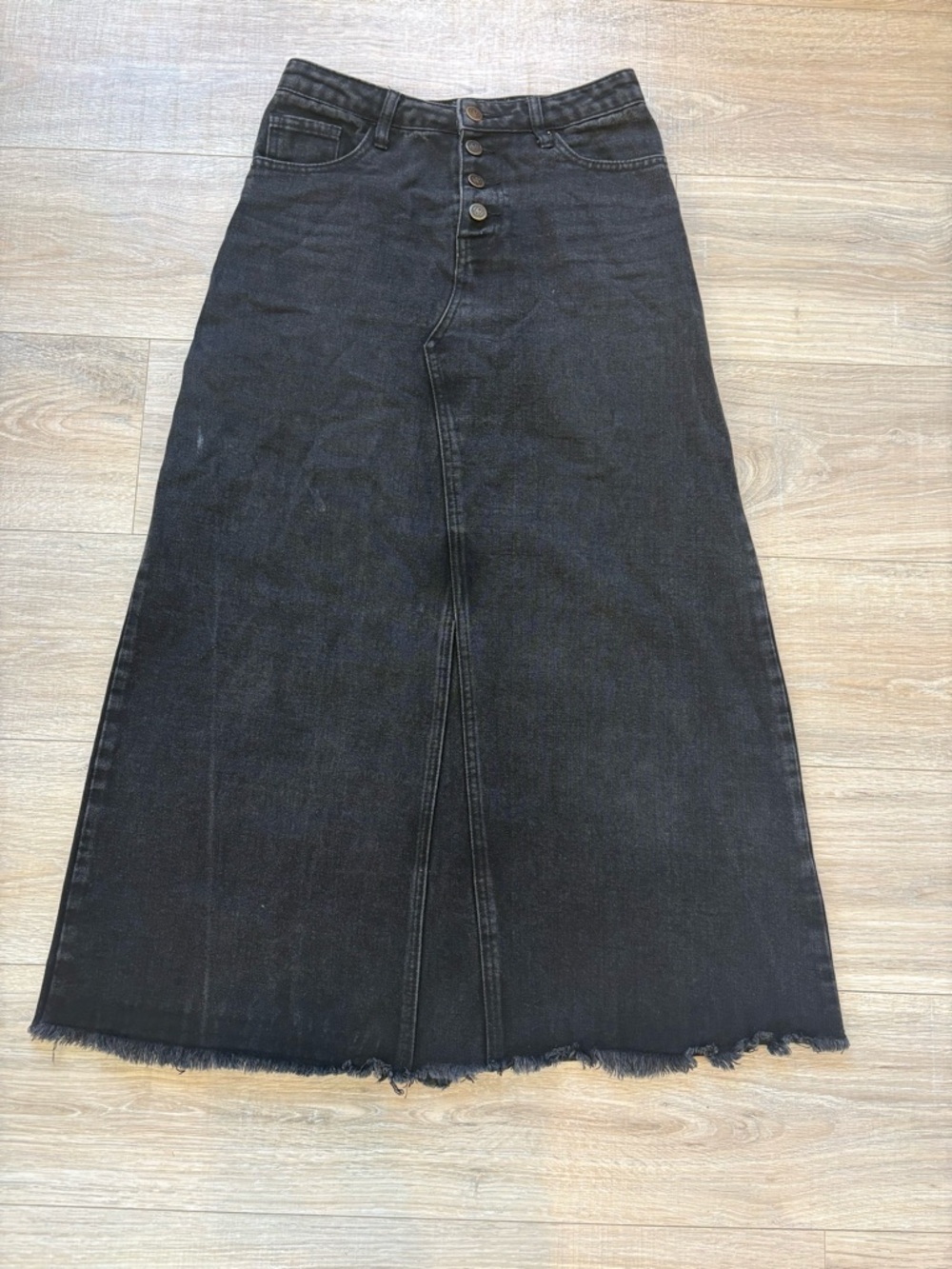 The Main Street Exchange High-Waist Black Denim A-Line Skirt